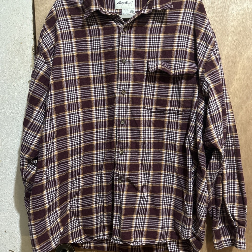 Eddie Bauer XXL Long Sleeve, Flannel, Button Up Shirt, 100% Cotton, Men's